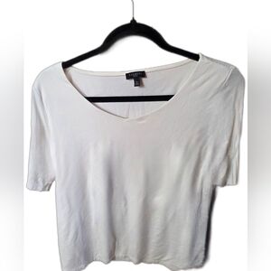Talbots Cream Women's V Neck Top L petite
